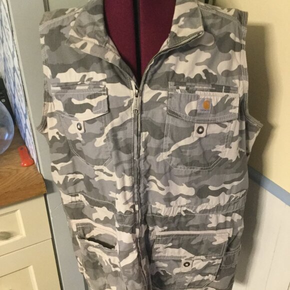 New without tags Carhartt ladies vest gray camo lots of pockets size XL 16/18 - Picture 2 of 9
